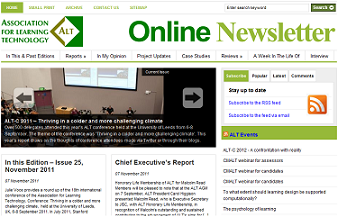 ALT Online Newsletter Screen capture of ALT Newsletter