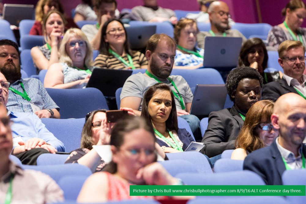 Picture by Chris Bull www.chrisbullphotographer.com 8/9/16 ALT Conference day three People at the Annual Conference, listening to a presentation