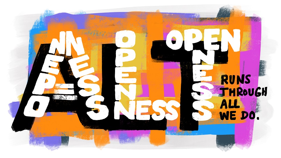 A drawing of the words "ALT - Openness Runs Through Everything We Do"
